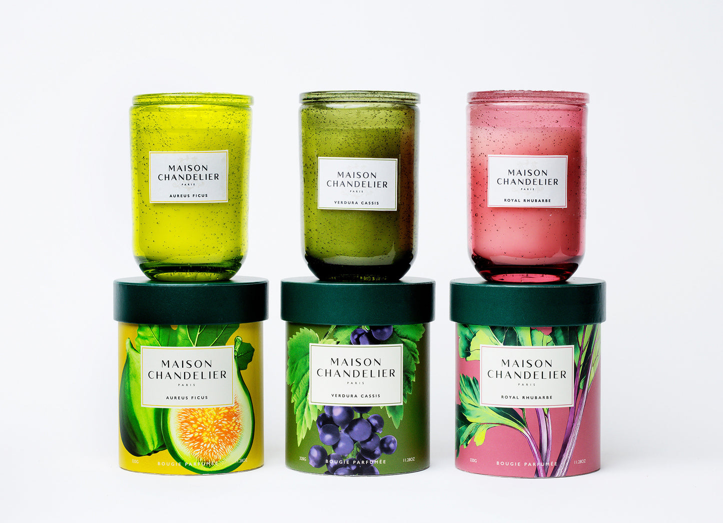 Collection de 3 bougies parfumées senteurs végétales : 3 fruits ou 3 légumes